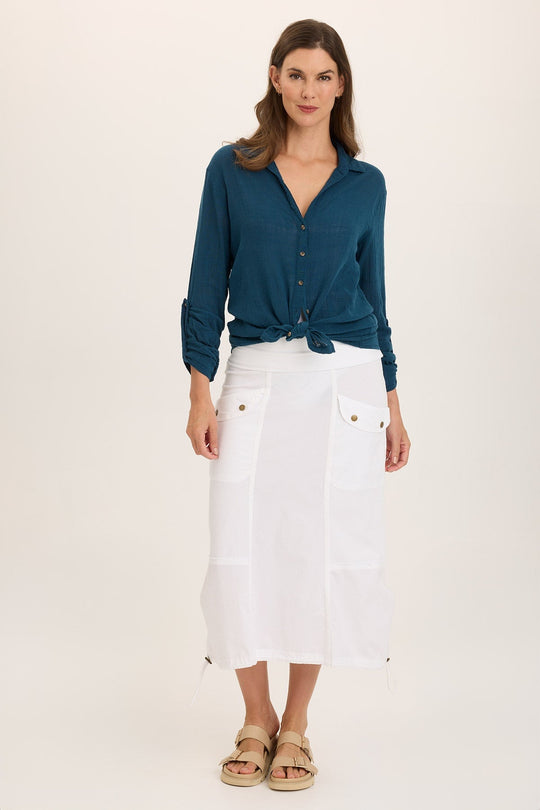 Marconi Cargo Cinch Bubble Hem Midi Skirt