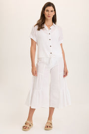 Linen Side-Tier Wide Leg Palazzo