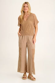 Tangent Linen/Crochet Wide Leg Pant