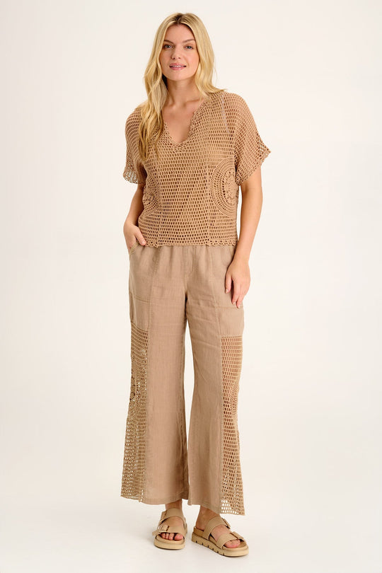 Tangent Linen/Crochet Wide Leg Pant