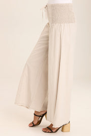 Kaj Wide Leg Cotton Linen Flare Pant