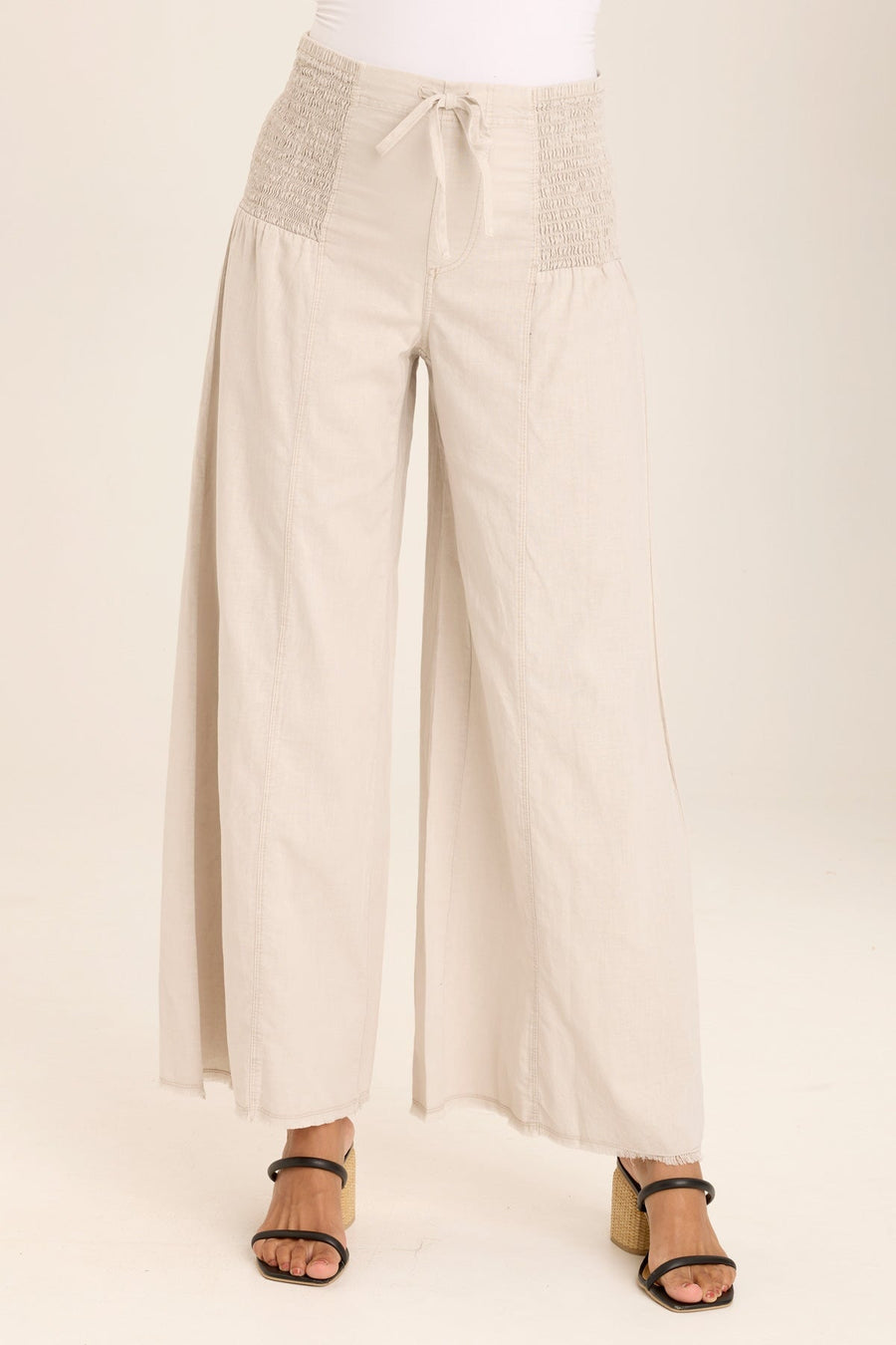 Kaj Wide Leg Cotton Linen Flare Pant