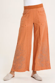 Phedora Twill Embroidered Wide Leg Pant