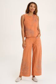 Phedora Twill Embroidered Wide Leg Pant
