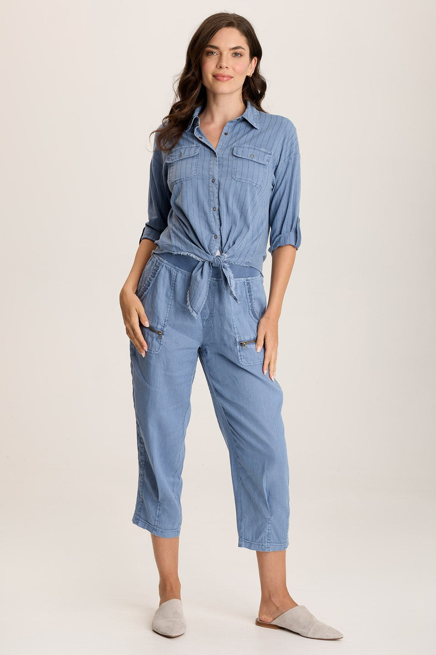 Camden Linen Tapered Crop Pant