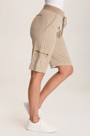 Favian Bermuda Linen Pinstripe Shorts with Cargo Pockets