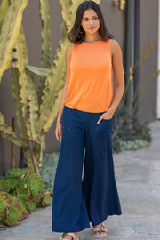 Florentine Mock-Denim Wide-Leg Pant