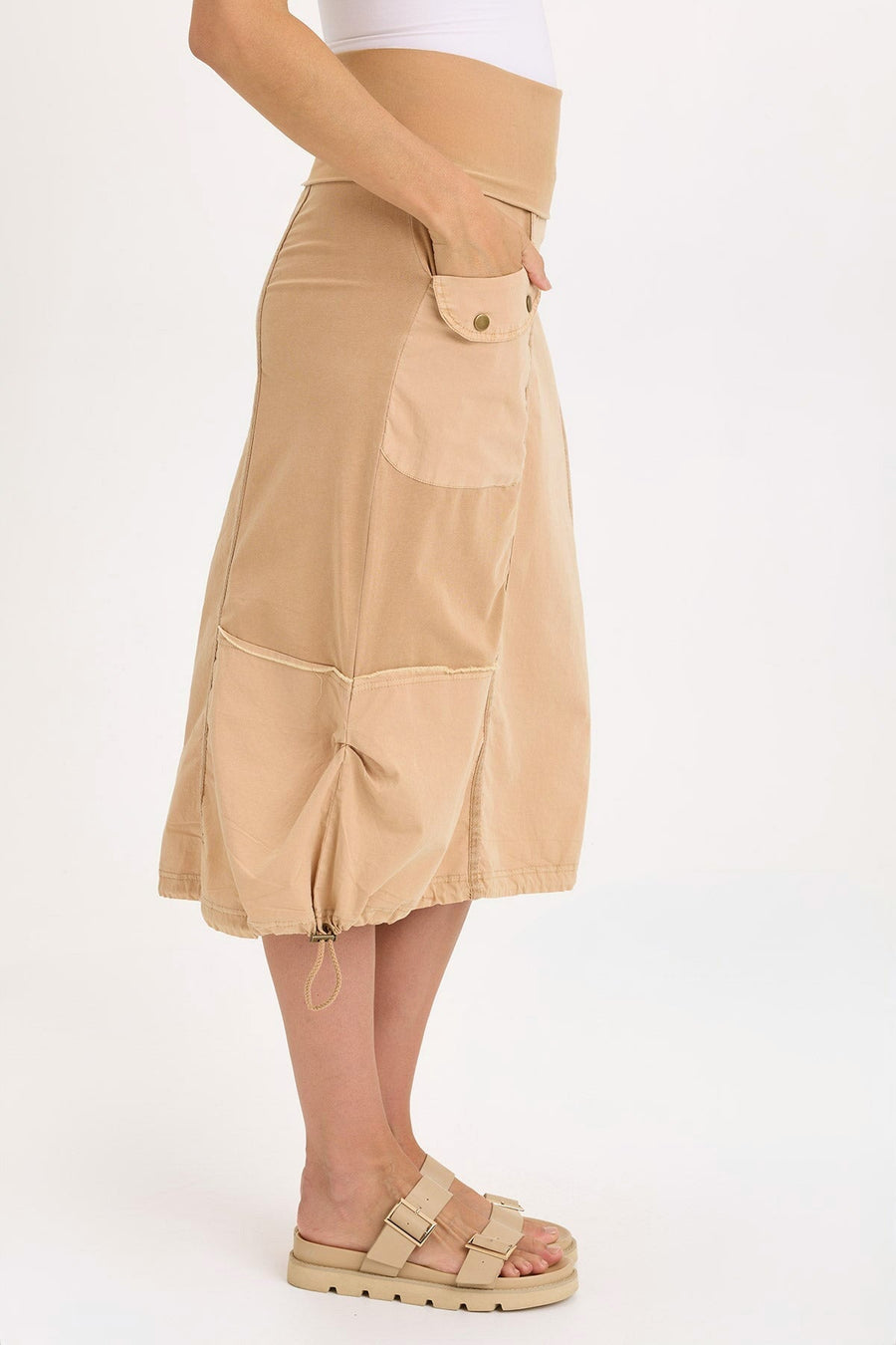 Marconi Cargo Cinch Bubble Hem Midi Skirt