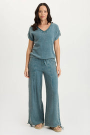 Lenka Gauze Cinched Wide-Leg Pant