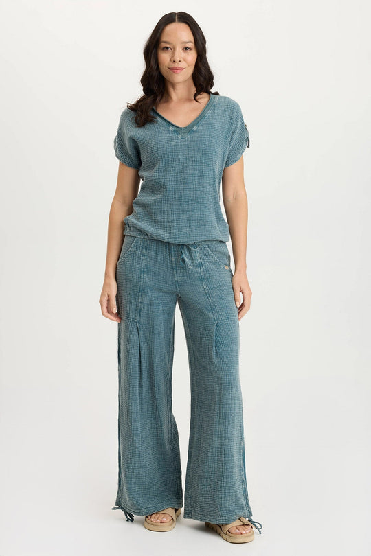 Lenka Gauze Cinched Wide-Leg Pant
