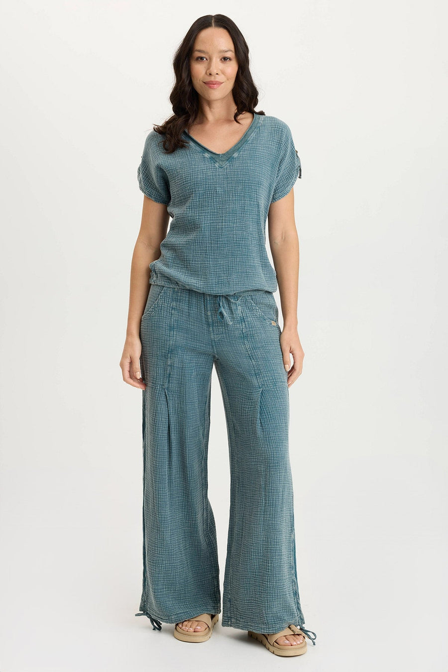 Lenka Gauze Cinched Wide-Leg Pant
