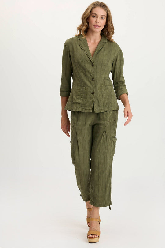 Ryle Textured Gauze Cargo Crop Pant