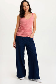 Ralston Indigo Twill Lightweight Pleated Wide Leg Pant