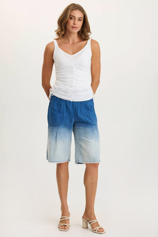 Themia Indigo Twill Pull-On Bermuda Short