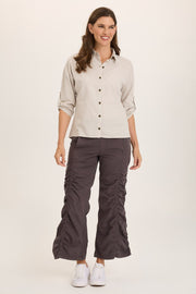 Naola Stretch Poplin Ruched Flare Gaucho