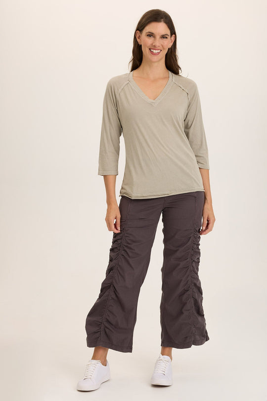 Naola Stretch Poplin Ruched Flare Gaucho