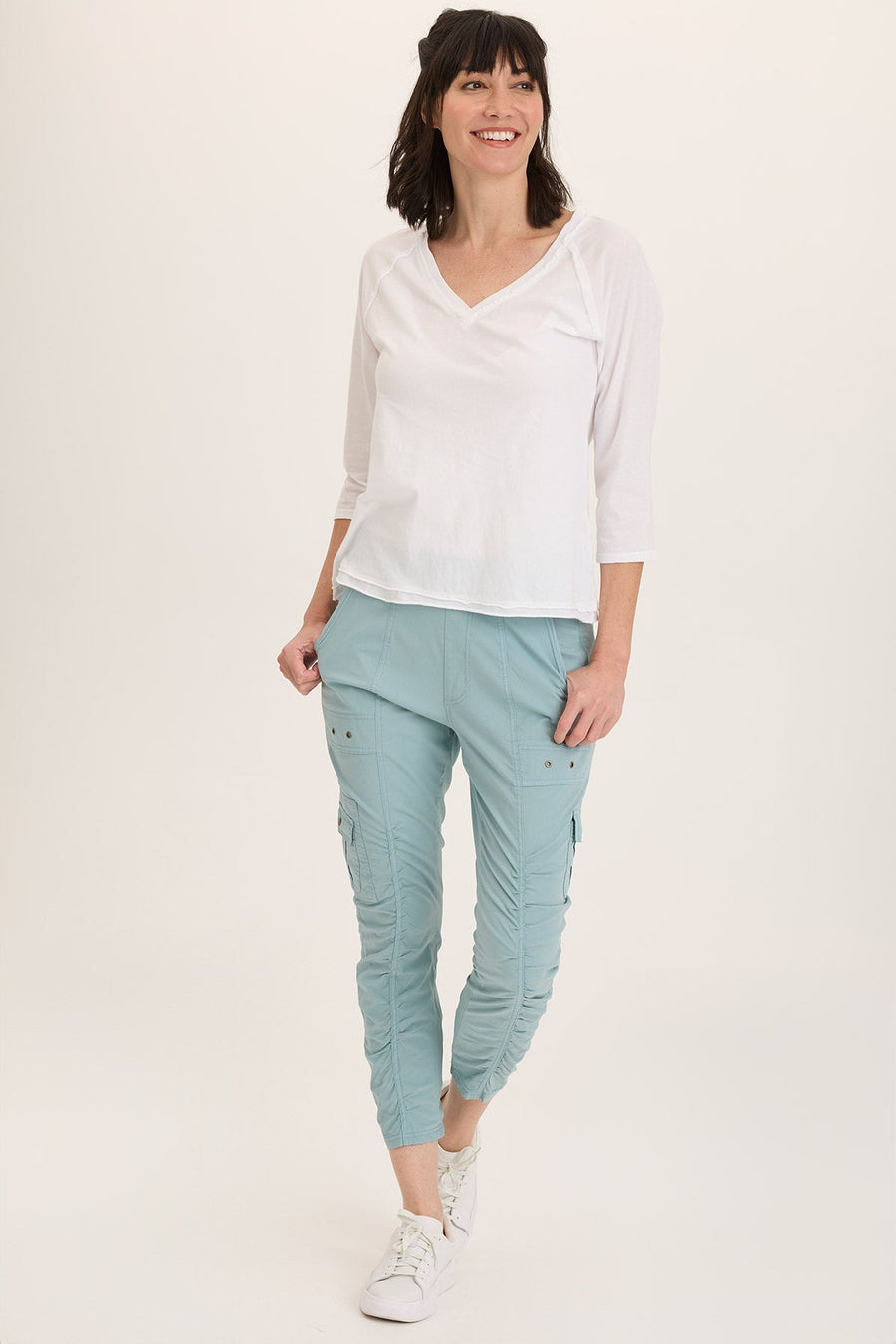 Tilton Stretch Poplin Ruched Skinny Pant