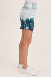 Trace Allover Ruched Pull-On Mini Skirt