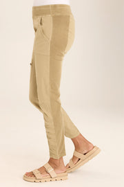 Malanda Zip-Pocket Poplin/Jersey Ruched Legging