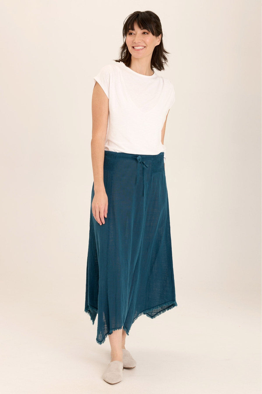Zuri Gauze Handkerchief Casual Midi Skirt