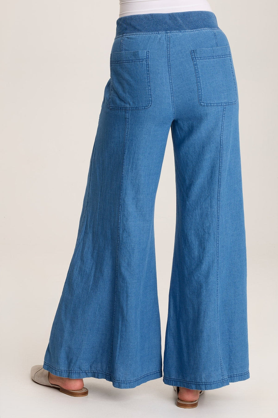 Florentine Mock-Denim Wide-Leg Pant