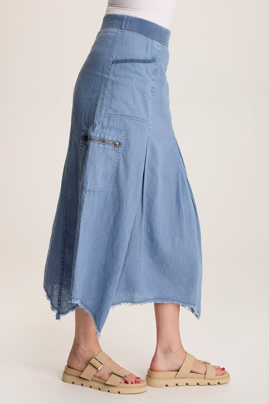 Doak Skirt with Sharkbite Hem and Cargo Pockets