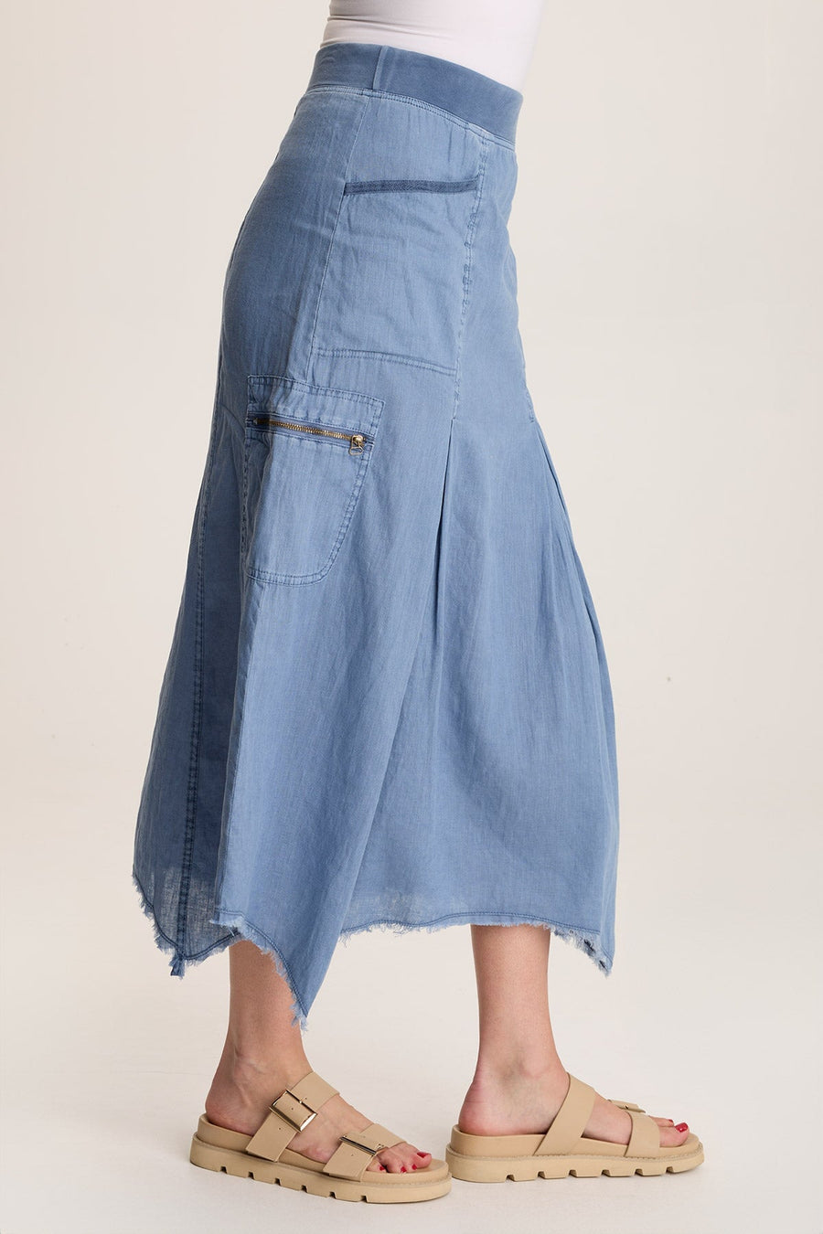 Doak Skirt with Sharkbite Hem and Cargo Pockets