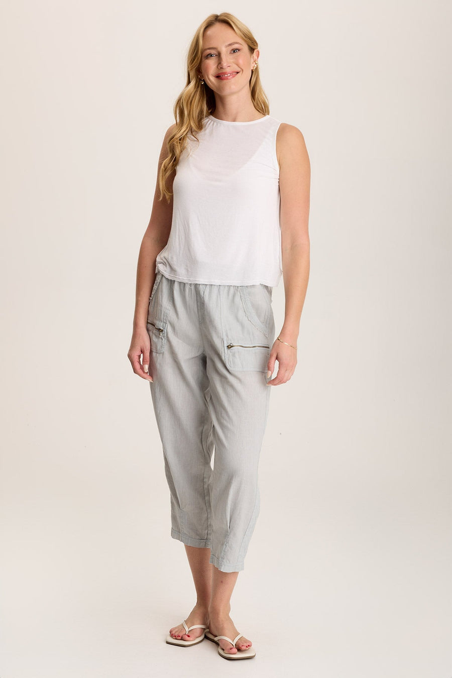 Camden Linen Tapered Crop Pant