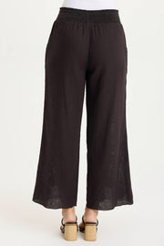 Rokel Linen/Crochet Ruched Wide Leg Pant