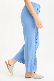 Rokel Linen/Crochet Ruched Wide Leg Pant