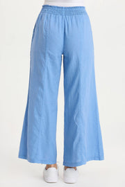 Pia Paper-Bag Waist Linen Wide Leg Pant