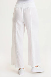 Pia Paper-Bag Waist Linen Wide Leg Pant