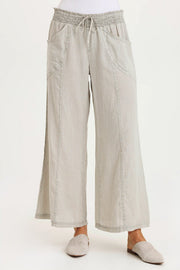 Pia Paper-Bag Waist Linen Wide Leg Pant