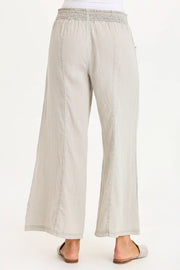 Pia Paper-Bag Waist Linen Wide Leg Pant