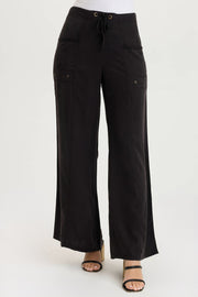 Tarla Twill Dropped Pocket Wide Leg Pant