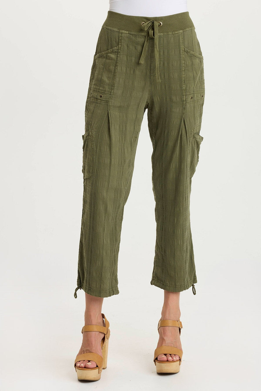 Ryle Textured Gauze Cargo Crop Pant