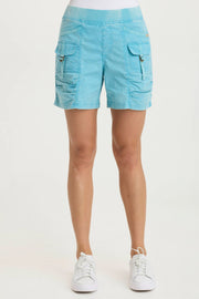 Prosper Poplin Ruched Buckle-Pockets Short