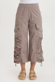 Muldoon Poplin Ruched Wide-Leg Crop Pant