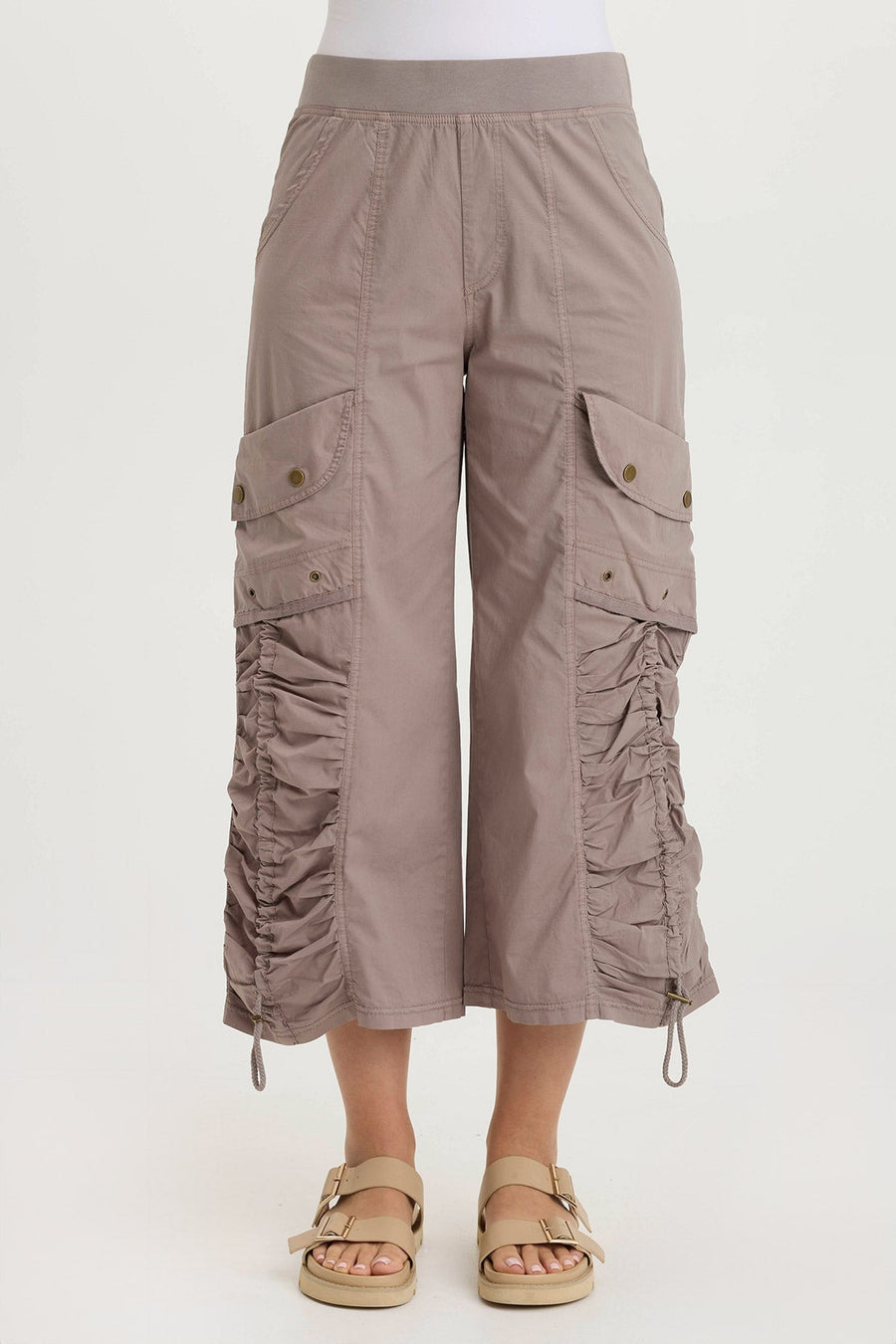 Muldoon Poplin Ruched Wide-Leg Crop Pant