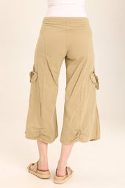Split Wide-Leg Cargo Gaucho Crop