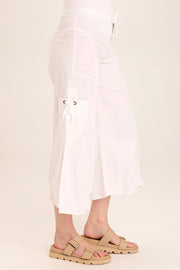 Split Wide-Leg Cargo Gaucho Crop