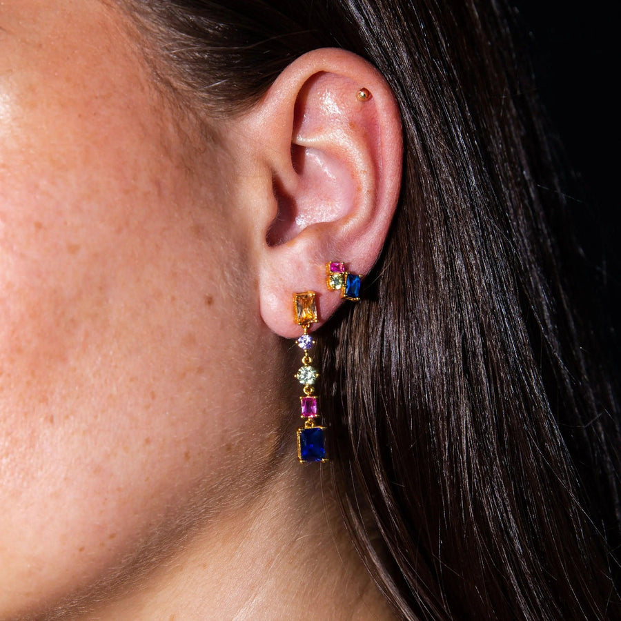 Crystal Cluster Stud Earrings - Colorful