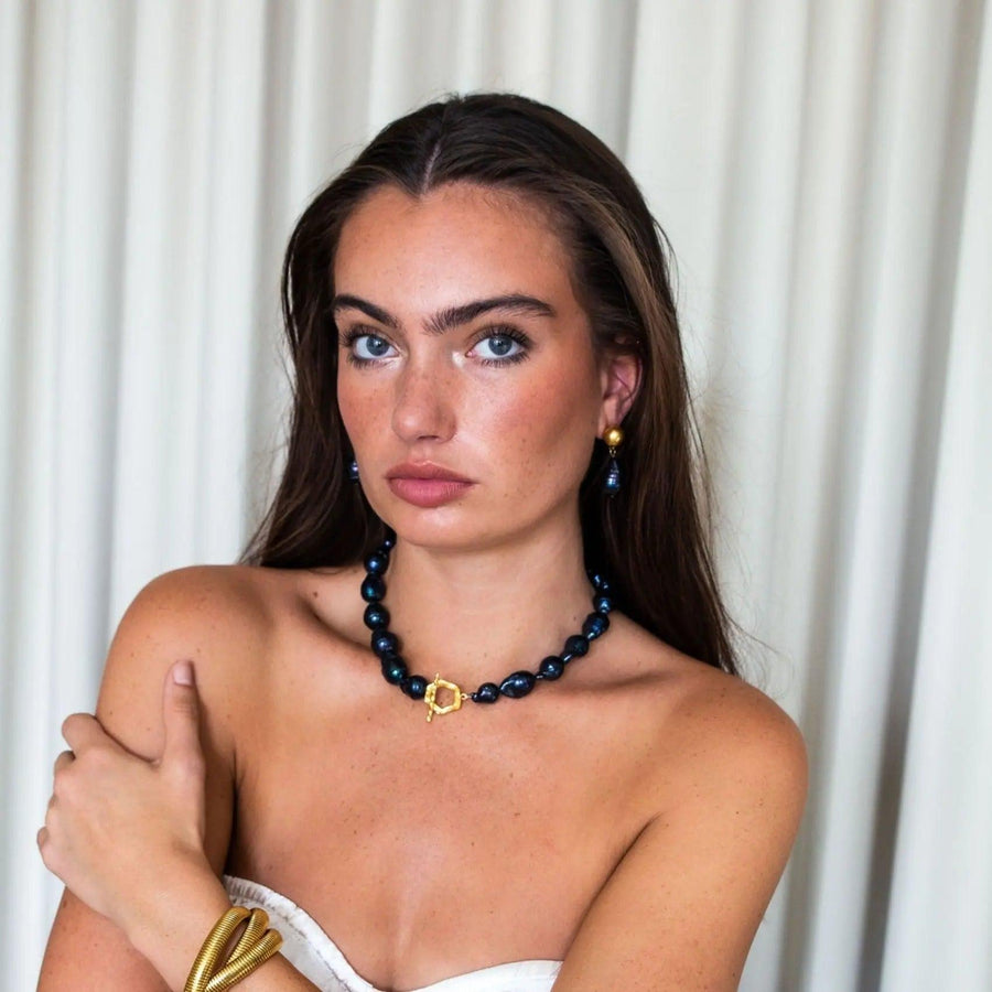 Navy Pearl Earrings