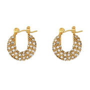 Pave Mini Crystal Hoops - White