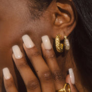 Pave Mini Crystal Hoops - White