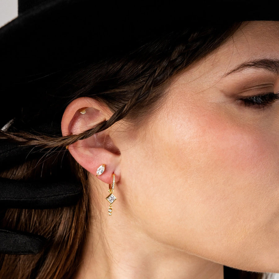Rhombus Crystal Stud Earrings