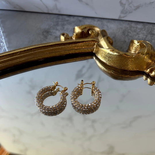 Sienna Pave Hoop Earrings - White