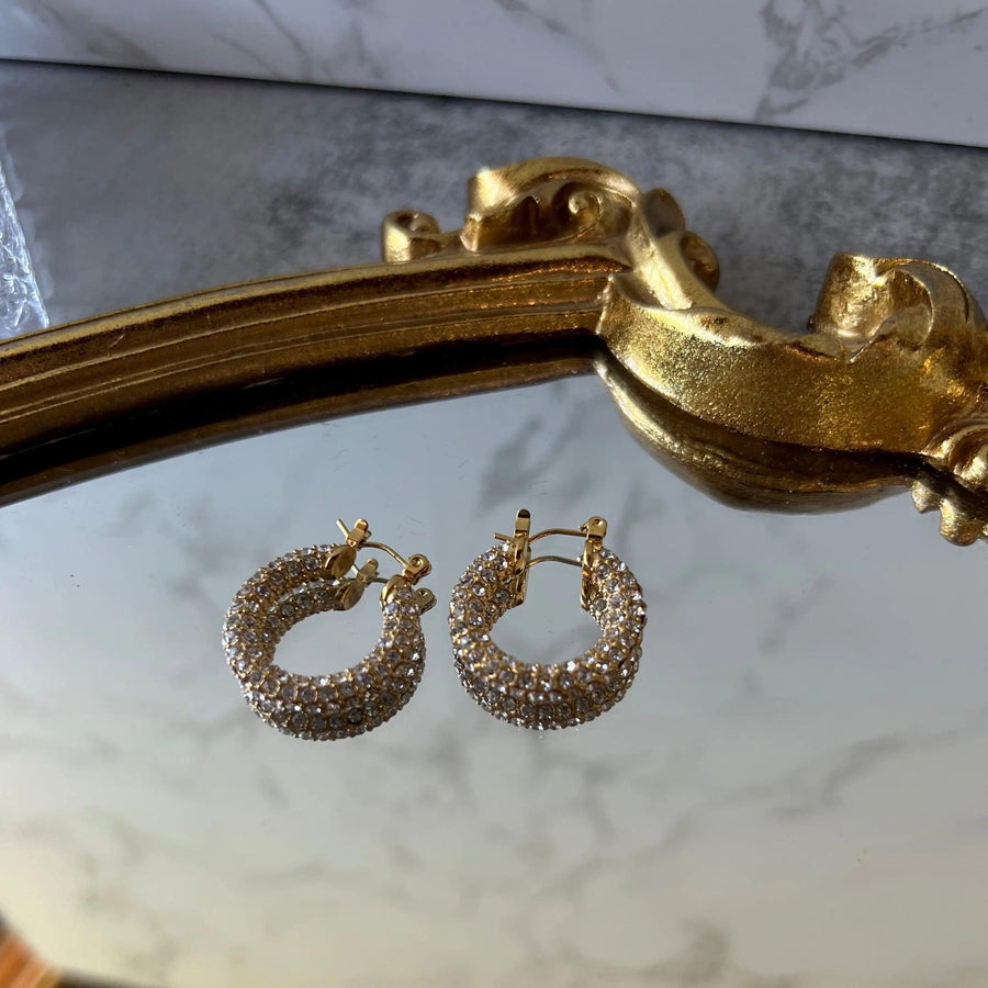 Sienna Pave Hoop Earrings - White