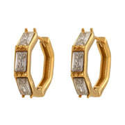 White Baguette Hoop Earrings