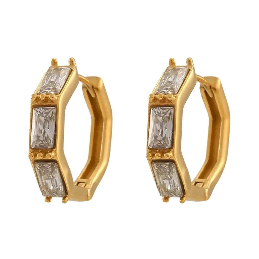 White Baguette Hoop Earrings